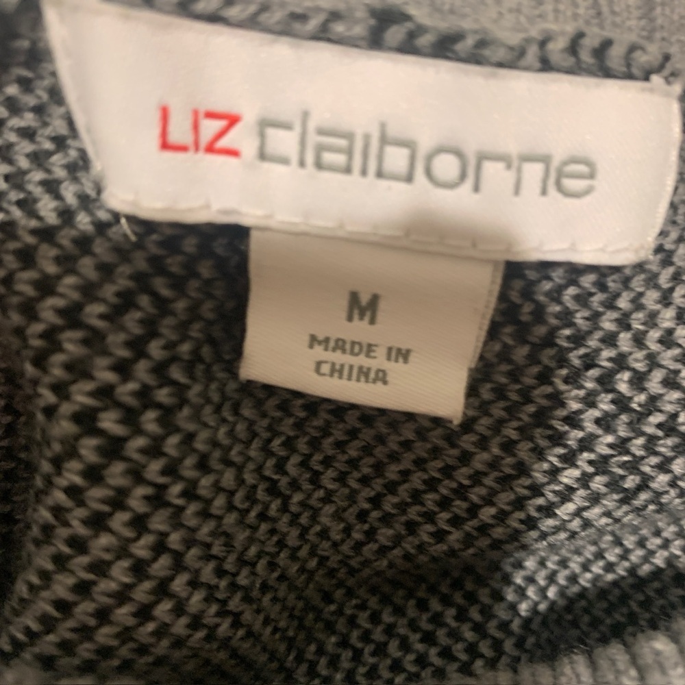 Liz Claiborne Gray Patterned Cowl Neck Sweater - Picture 3 of 8